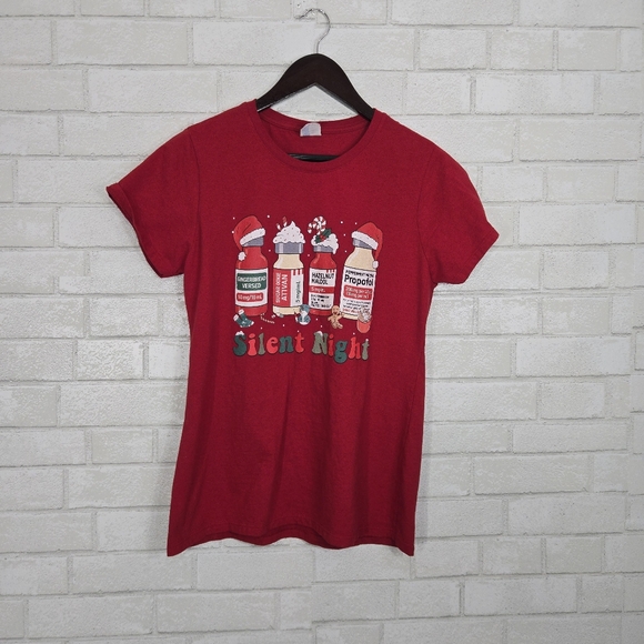 Port and Company Tops - Nursing "Silent Night" funny graphic tee